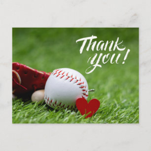 Postal Béisbol sobre hierba verde por Gracias