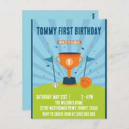 Postal Béisbol Tema Deportivo de primer cumpleaños