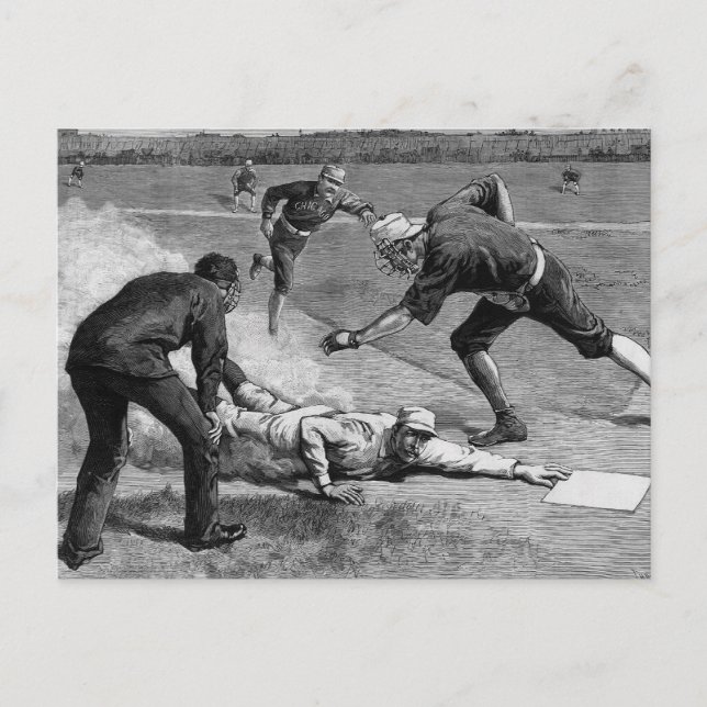Postal Béisbol vintage de Thure De Thulstrup, 1885 (Anverso)