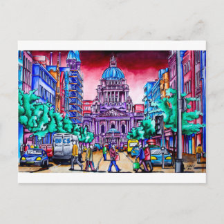 Postal Belfast - Avenida Real con ayuntamiento