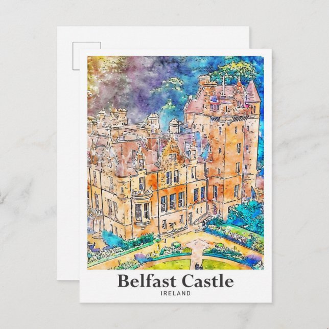 Postal Belfast Castle Ireland Travel Watercolor Sketch (Anverso / Reverso)