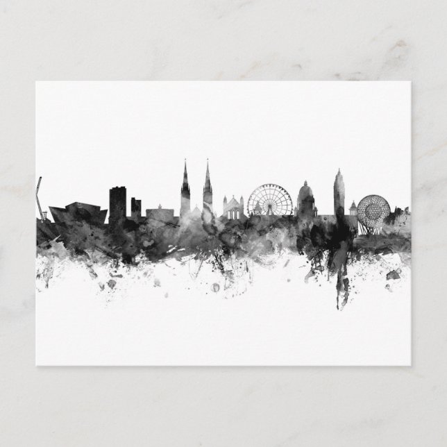 Postal Belfast Northern Ireland Skyline Black White (Anverso)