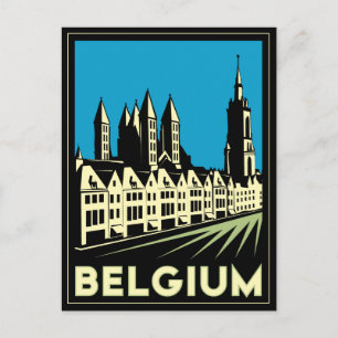 Postal belgium europe art deco retro travel vintage