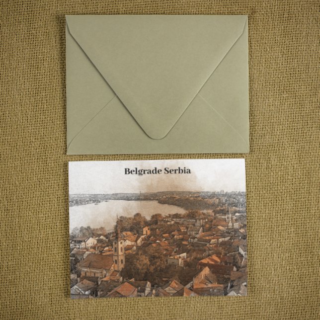 Postal Belgrado Serbia Skyline Panorama Vista (belgrade serbia city view travel postcard)