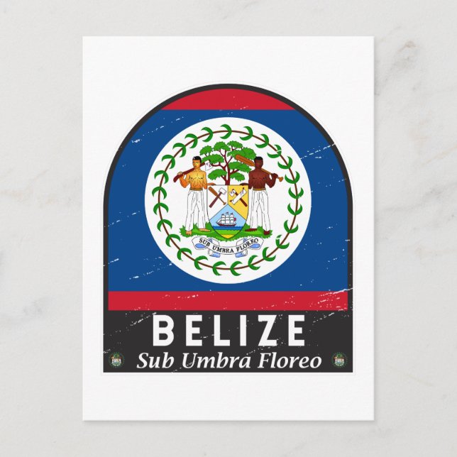 Postal Belice Bandera Emblem Molestias Vintage (Anverso)