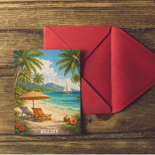 Postal Belice Caribe Tropical Vintage Viaje