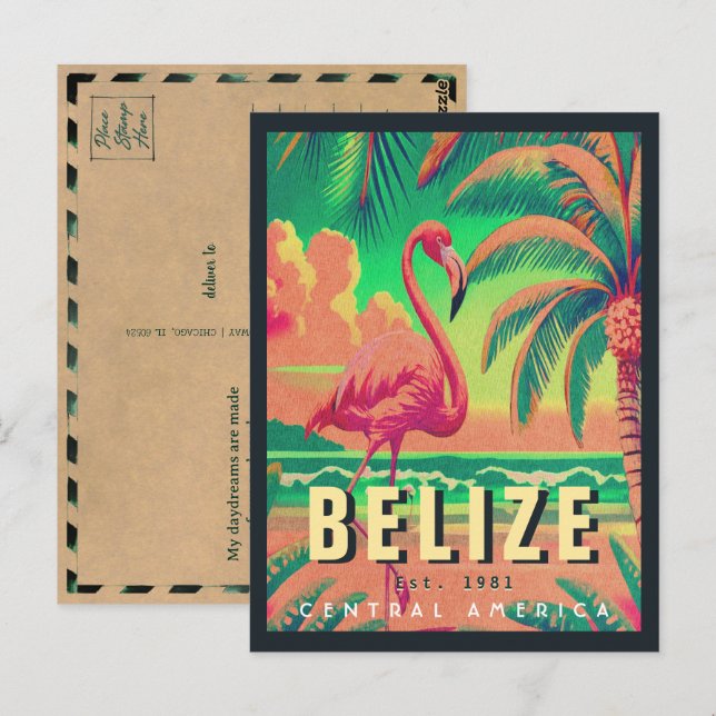 Postal Belice Centroamérica Vieja tropical de los años 19 (Anverso / Reverso)