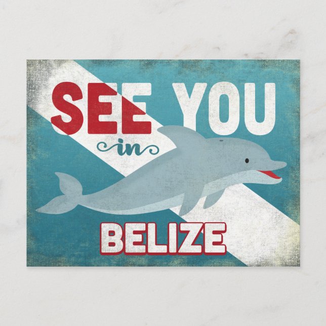 Postal Belice Dolphin - Viaje retro vintage (Anverso)