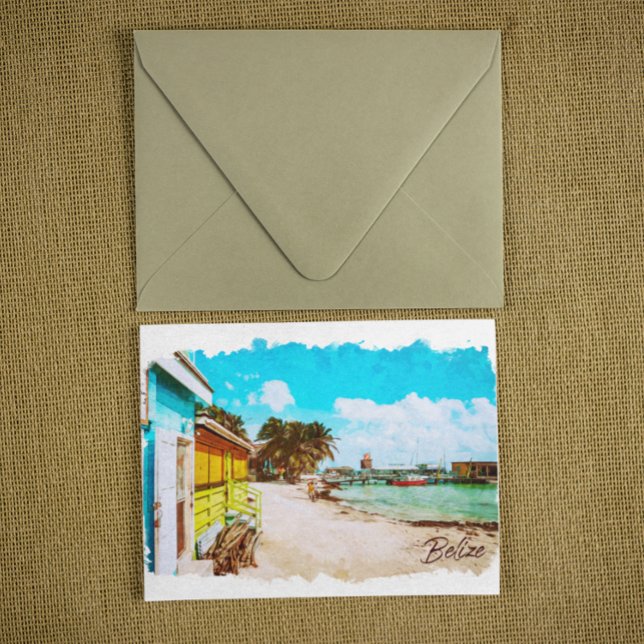 Postal Belice Tropical Paradise Travel (belize tropical beach postcard)
