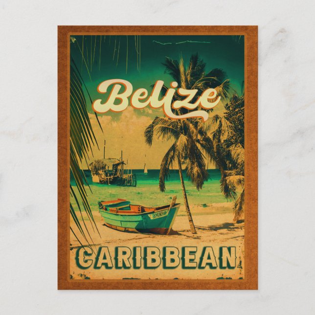 Postal Belice Vintage Tropical Beach Travel (Anverso)