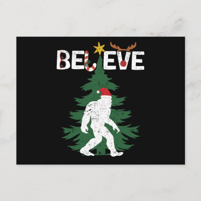 Postal Believe Bigfoot Sasquatch Yeti Christmas Hat (Anverso)