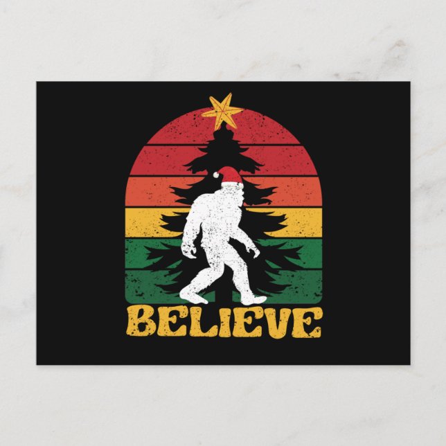 Postal Believe Bigfoot Sasquatch Yeti Navidades Gorra (Anverso)