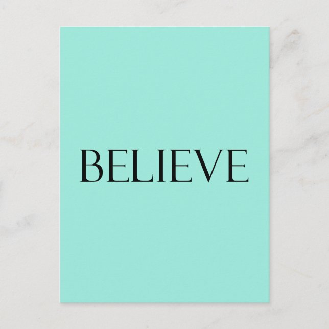 Postal Believe Cita Aqua Blue Inspiration Faith Cita (Anverso)