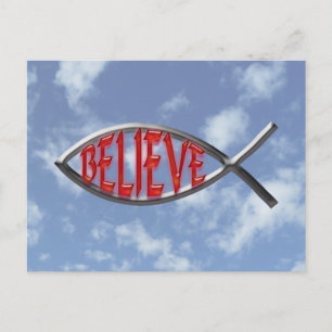 Postal Believe Fish- Rojo