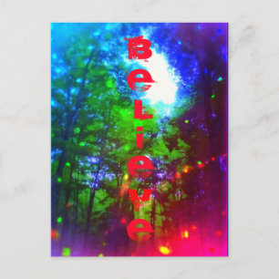 POSTAL BELIEVE FOREST RAINBOW POSTCARD