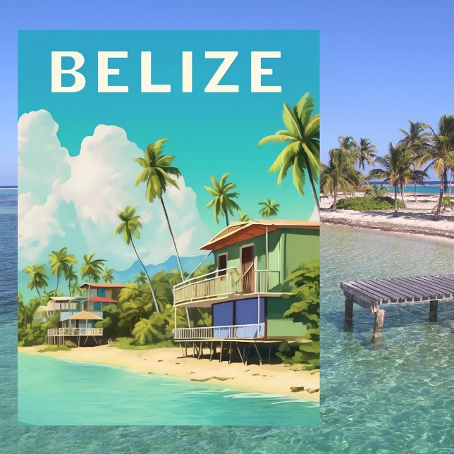 Postal Belize Casa de Playa Viajes  (Belize Beach House Travel Postcard)