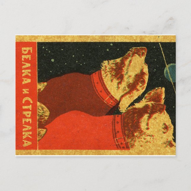 Postal Belka y Strelka (Anverso)