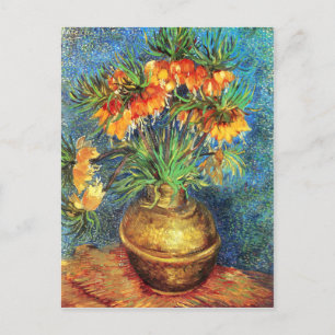 Postal Bell Lilies en una bolsa de cobre, Van Gogh