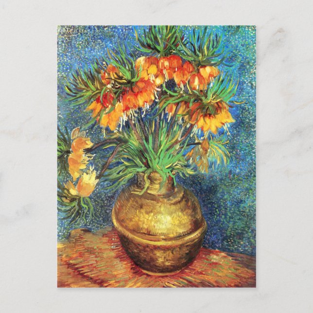 Postal Bell Lilies en una bolsa de cobre, Van Gogh (Anverso)