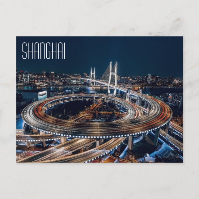 Postal Bella antena nocturna SHANGHAI (Anverso)