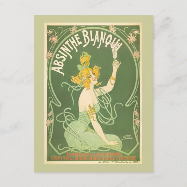 Postal Bella Artes de Absinthe Blanqui Nover (Anverso)