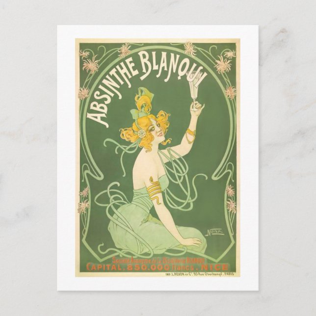 Postal Bella Artes de Absinthe Blanqui Nover (Anverso)