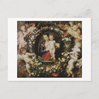 Postal Bella Artes de Angels Madonna y Child Rubens