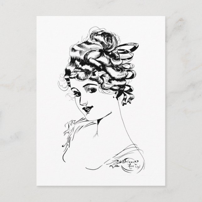 Postal Bella Artes de Art Nouveau Lady 1917 (Anverso)