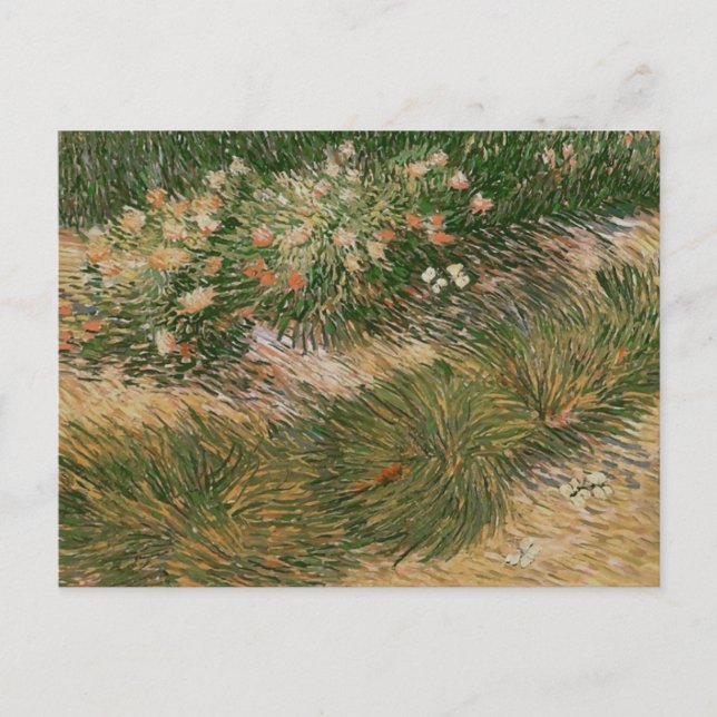 Postal Bella Artes de Grass & Butterflies (F460) Van Gogh (Anverso)