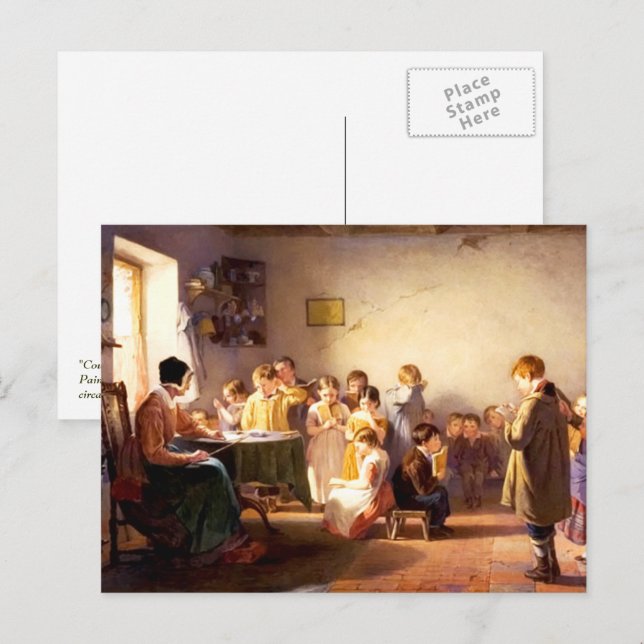 Postal Bella Artes de pintura de la vieja escuela rural (Anverso / Reverso)