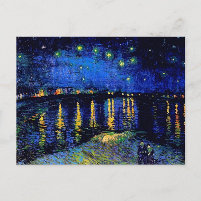 Postal Bella Artes de Van Gogh Starry Night Rhone (F474) (Anverso)