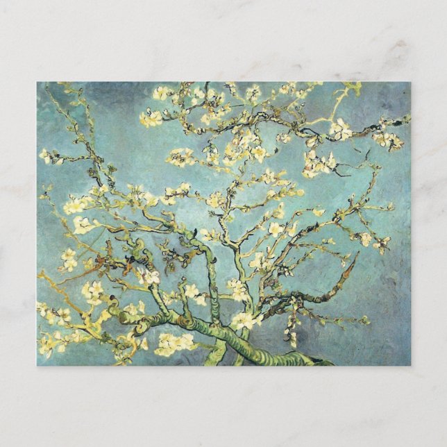 Postal Bella Artes de Van Gogh, un árbol de almendras bri (Anverso)