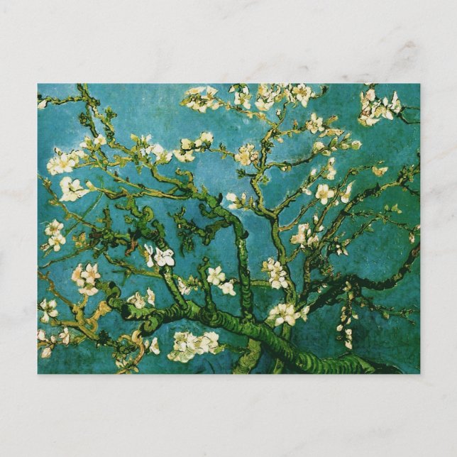 Postal Bella Artes de Van Gogh, un árbol de almendras bri (Anverso)