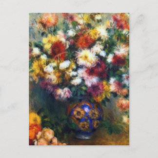 Postal Bella Artes de Vase de crisantemos por Renoir