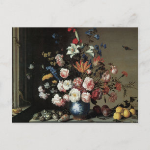 Postal Bella Artes floral con Rosas Lillies Postcard