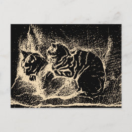Postal Bella Artes holandés vintage - Dos gatos durmiente