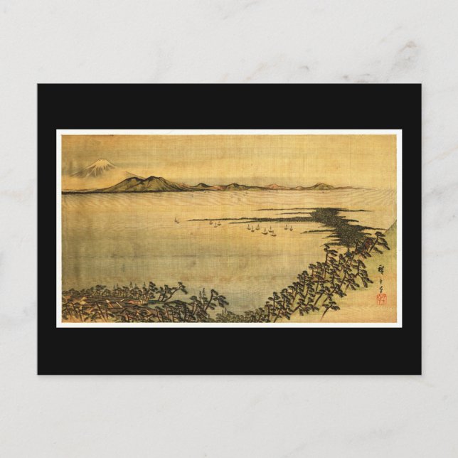 Postal Bella Artes japonés de Hiroshige Landscape (Anverso)