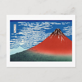 Postal Bella Artes japonés Fuji Hokusai Rojo
