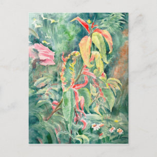 Postal Bella Artes - Jardín mágico, acuarela