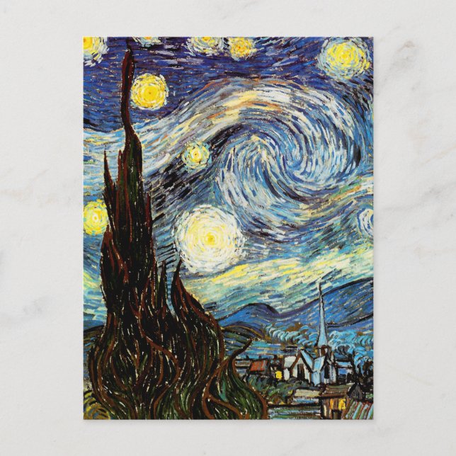 Postal Bella Artes nocturno Van Gogh Starry (Anverso)