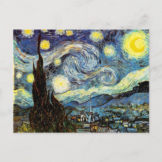 Postal Bella Artes nocturno Van Gogh Starry (Anverso)