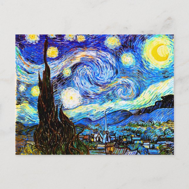 Postal Bella Artes nocturno Van Gogh Starry (Anverso)