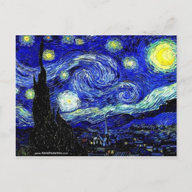 Postal Bella Artes nocturno vVan Gogh Starry (Anverso)