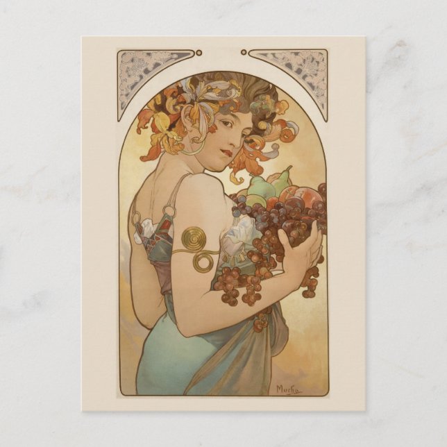 Postal Bella Artes Nouveau Jugendstil Mucha (Anverso)
