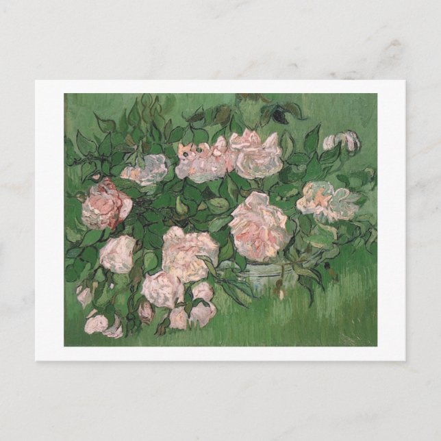 Postal Bella Artes Pink Roses Van Gogh (Anverso)