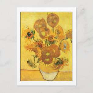Postal Bella Artes Quince girasoles de Van Gogh