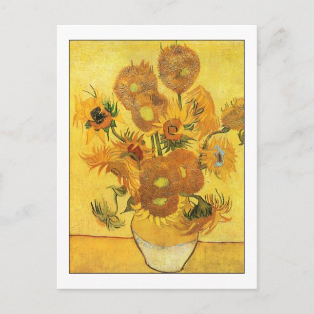 Postal Bella Artes Quince girasoles de Van Gogh (Anverso)