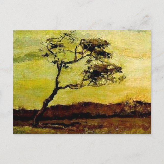 Postal Bella Artes Van Gogh del árbol de viento (F10) (Anverso)