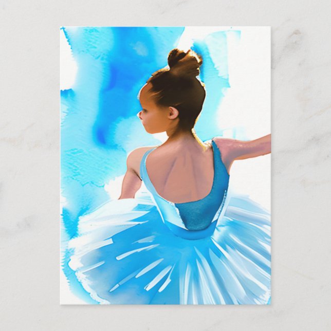 Postal Bella Ballerina Joven en Azul (Anverso)