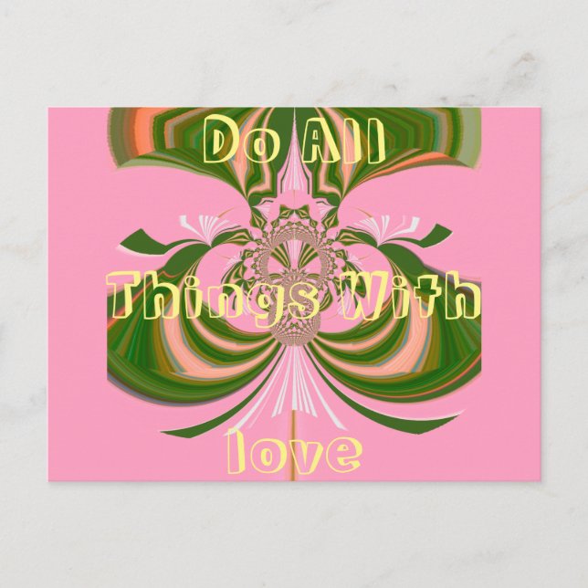 Postal Bella bebé rosa verde y blanco Kaleidoscopio (Anverso)